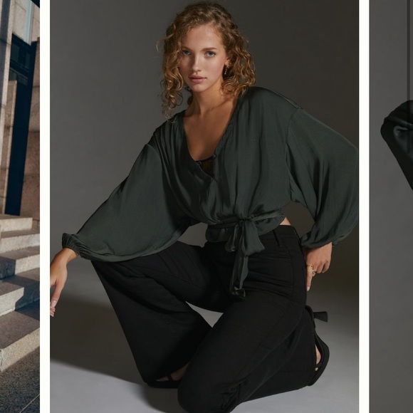 NWT | ANTHROPOLOGIE | tie waist blouse - Picture 2 of 5